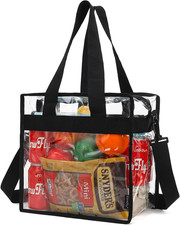 Lunch Bag Small Clear Work See through Plastic Box Adjustable Strap Bag Reusable