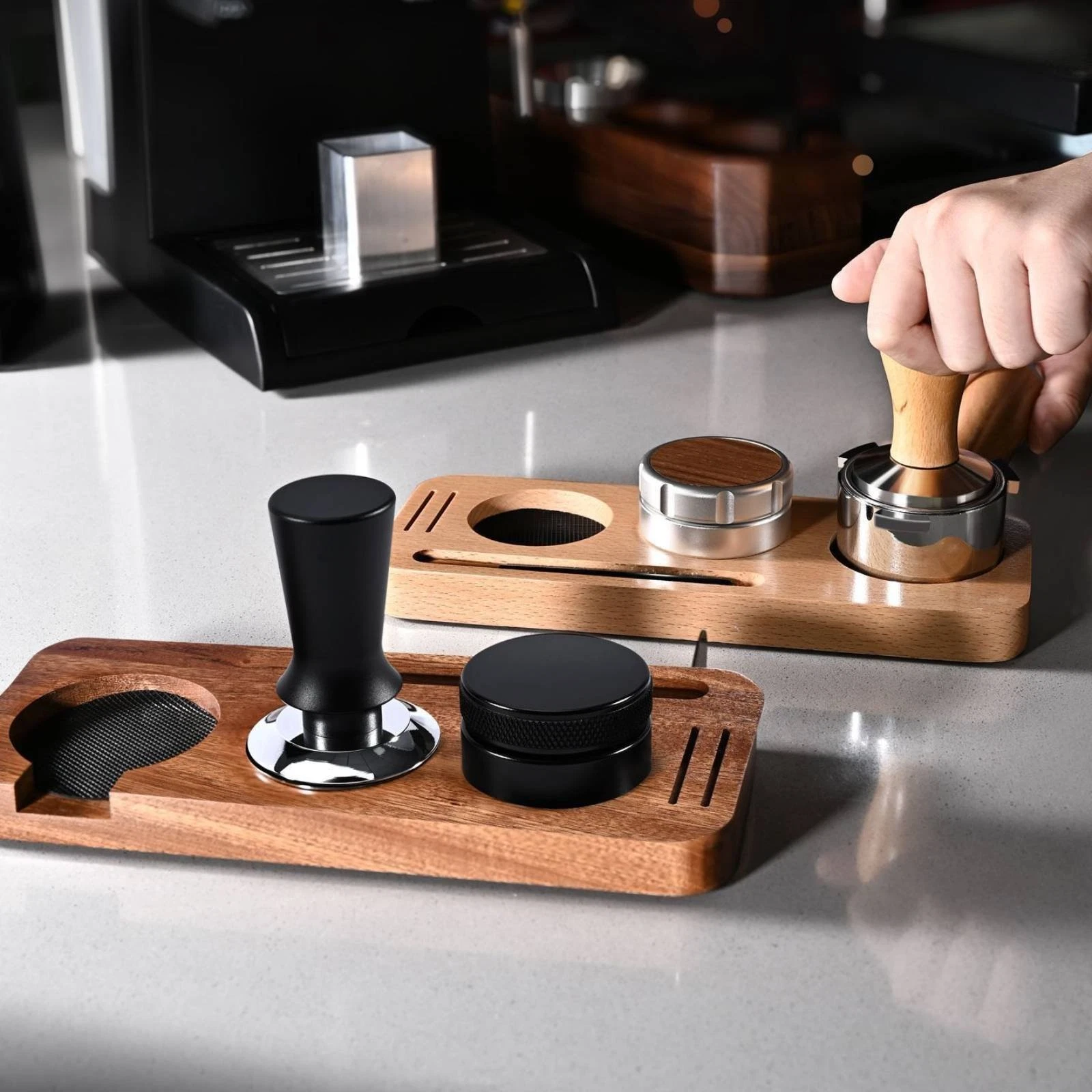 Espresso Tamper and Distributor Set Food-Safe Stainless Steel for Baristas