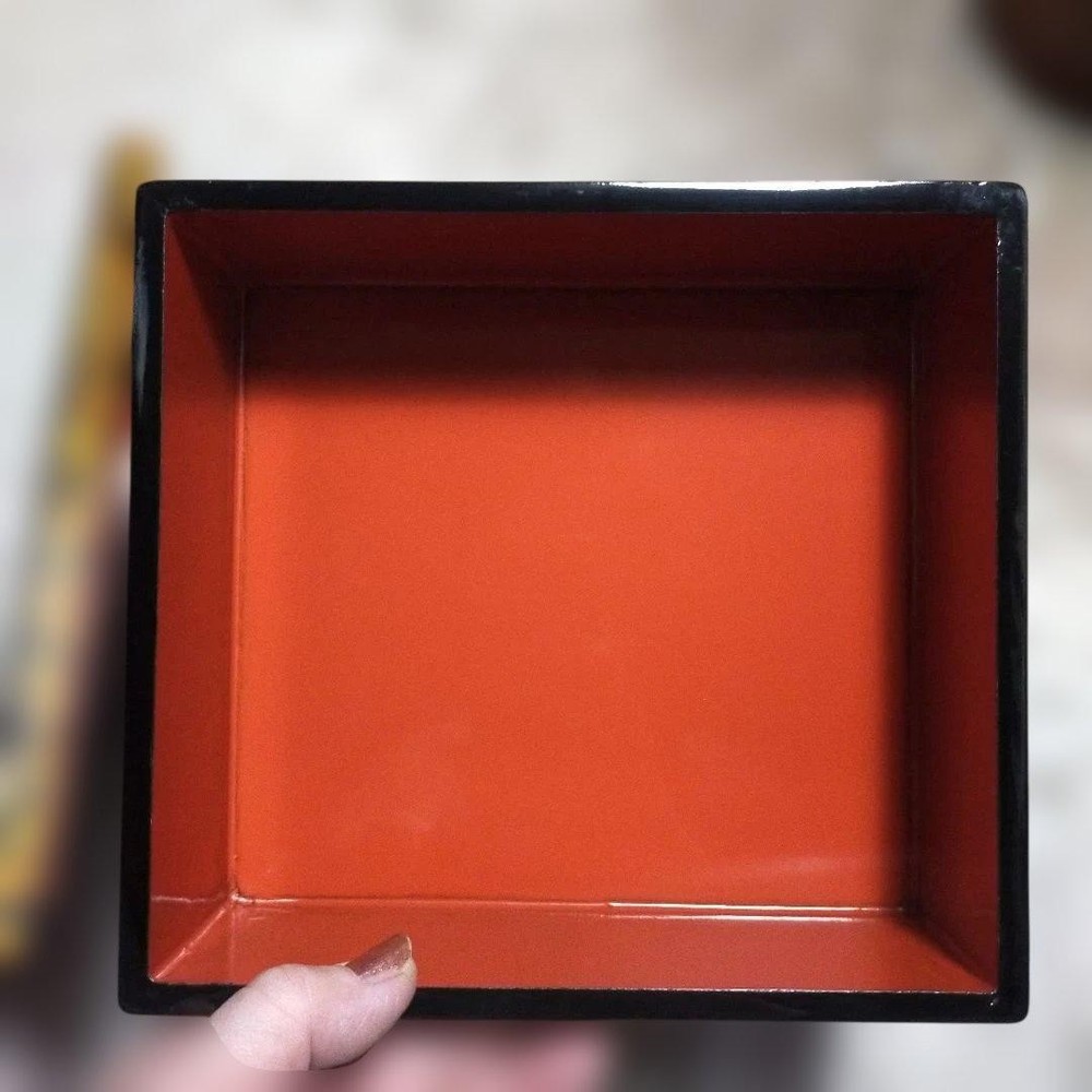 Jubako Bento Box Japanese Showa retro Tsugaru lacquer box gold and brown pattern Jubako Bento Box Japanese Showa retro Tsugaru lacquer box gold and brown pattern