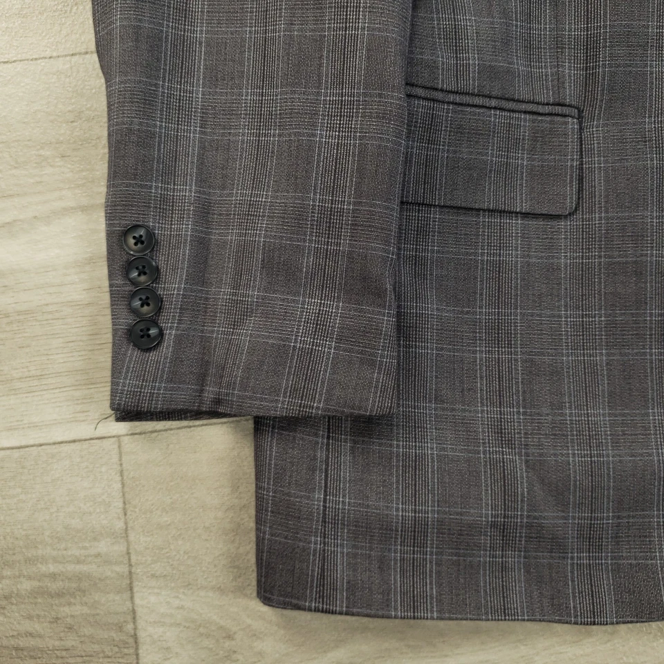 Perry Ellis Sport Coat Mens 40S Glen Check Plaid Two Button Double Vented Blazer - Image 3 of 4