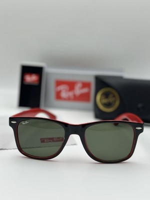 REDユウスケ Ray-Ban Wayfarer RB2140 Black Red Edition Sunglasses Green Lenses