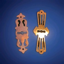 2 Used Antique Brass Keyhole Door Key Plate Furniture  Reproduction Escutcheon