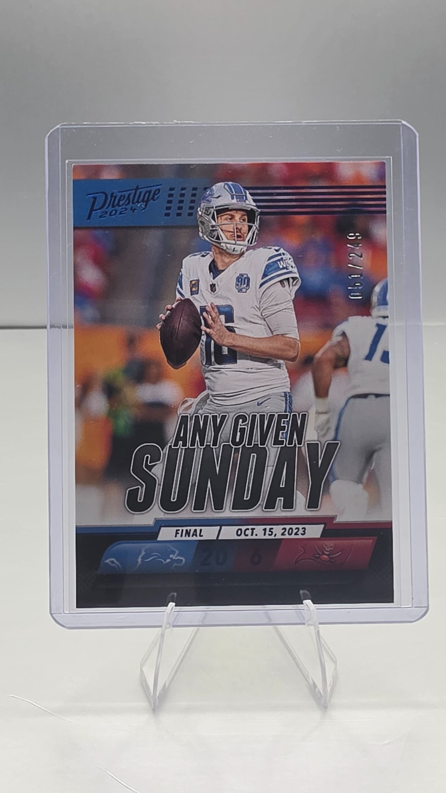 Jared Goff Lions 2024 Prestige Blue Xtra Points /249 Any Given Sunday