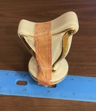 VTG Collectible Porcelain Bottle Stopper Gold/white Harp Shape, RedPaper Tax Tag