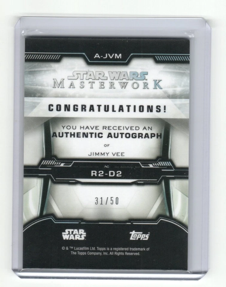 Star Wars Masterwork 2019 RAINBOW Foil Auto A-JVM Jimmy Vee as R2-D2 #31/50 - Image 2 of 4