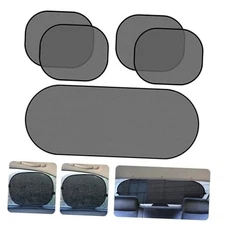 5-Piece Car Window Sun Shade Set with Suction Cups, Full Coverage 5PC BLACK 1#