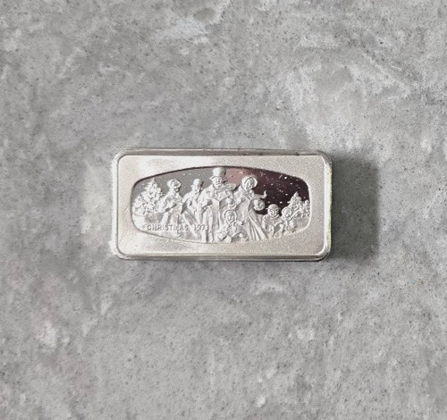 1973 Franklin Mint 1000 Silver Christmas Holiday Ingot *Below Silver Melt Value