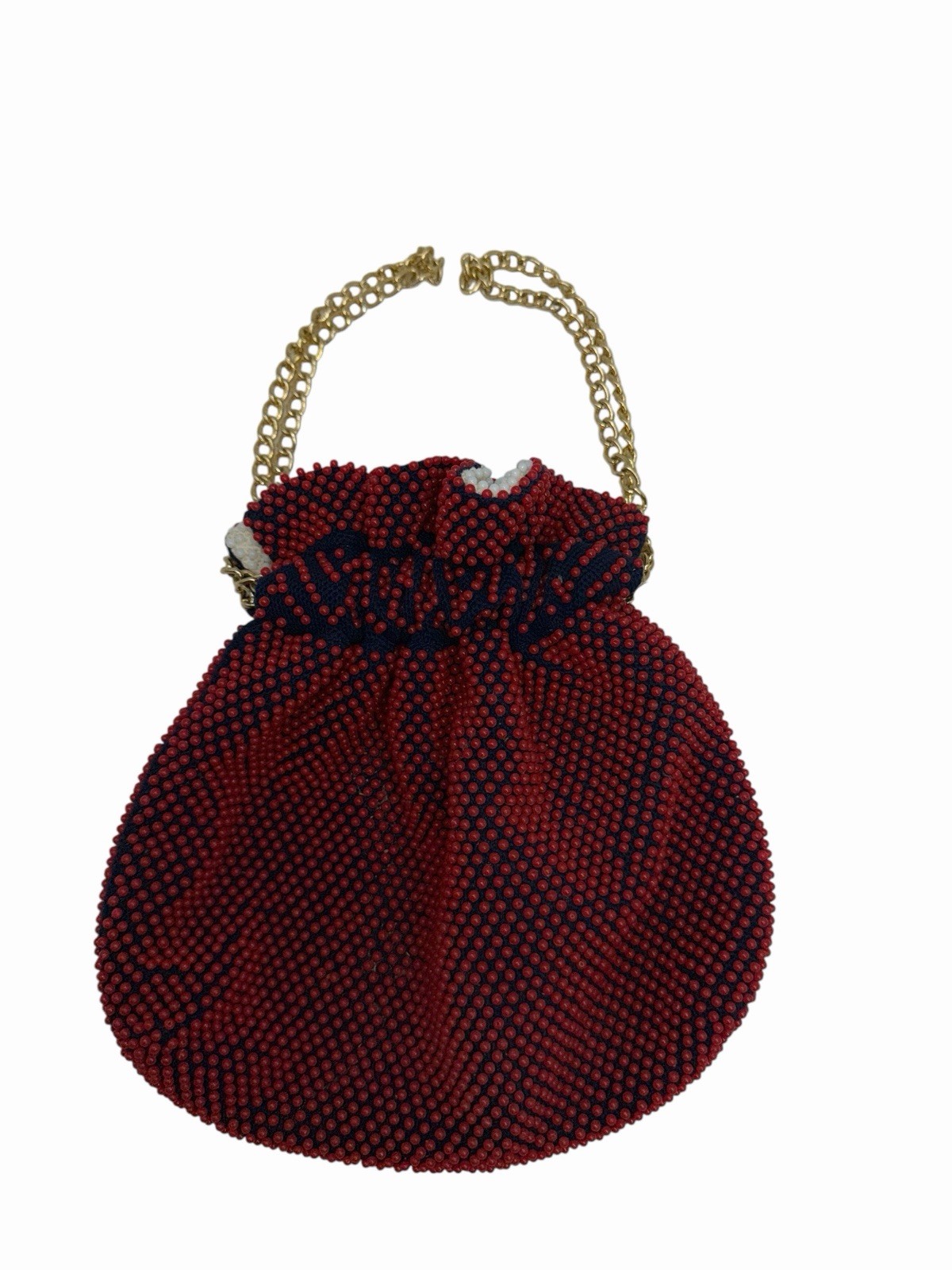 Vtg  Reversible Candy Dot Beaded Drawstring Pouch… - image 6