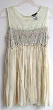 Miss Chievous Sz M Romantic Mini Cream Dress Flirty Chiffon Ribbons Lace Bodice