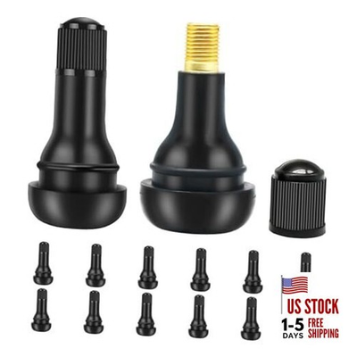 #ad 12PCS Tubeless Valve Stem Rubber Snap Valve Stem Black Standard Length TR415 $20.37