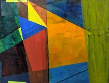 Original Art Abstract Acrylic Painting 9x12 on Art Paper. 'The Nexus Point'