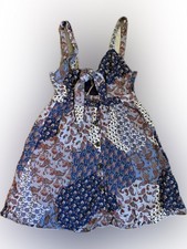 Vestido Solero Americanino Boho Patchwork Paisley Corbata Frontal Nuevo con Etiquetas