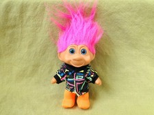 Vintage 1991 T.N.T. Troll w/Pink Hair and Retro Neon Jacket Troll Doll