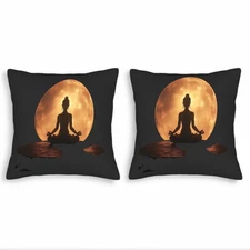 Set of 2 18x18in Throw Pillow Covers - Serene Moonlit Design for Couch Bed Car