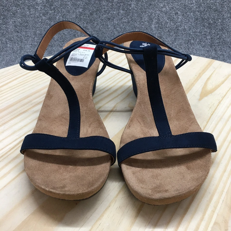 Sandalias Style & Co. Mujer 12 M Mulan T Correas Azul Gamuza Cuña Hebilla NUEVAS Foto 4 de 4