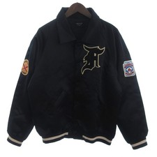 Fear of God Satin Baseball Jacket Black L Logo Patch Snaps Mens