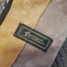 Ferrari Men's Brown Neck Tie Geometric 100 Silk, Made in USA