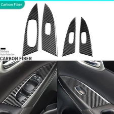 4Pcs Real Carbon Fiber Window Lift Switch Panel Cover For Nissan Sentra 2016-21