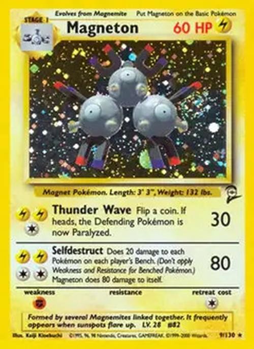 Magneton - 9/130 - Pokemon Base Set 2 Holo Rare Card WOTC LP