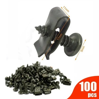 100pcs Plastic Cover Metal Retainer Self-tapping Screw U type Clip M4 M5 