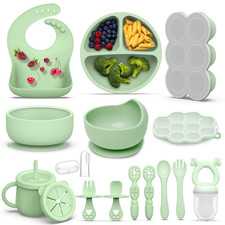 16 Pack Silicone Baby Feeding Set, Bpa-Free Baby LED Weaning Supplies, Include S