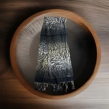 Cejon Fringe Italian Acrylic Blend Paisley Scarf Black Grey 