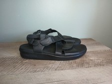 Sas Womens Huggy Cross Strap Sandals 10W Black Leather Tripad Comfort 