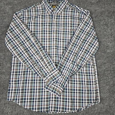 Eddie Bauer Mens Classic Fit Plaid Button Down Shirt Blue Grey 26336 Large