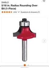 Diablo DR34112 Router Rounding Over Bit 5/16" Radius, 1/4" Shank, Carbide Wood