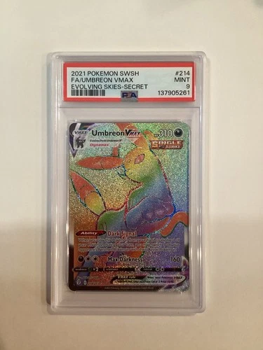 Pokémon Umbreon VMAX Secret Rare Holo 214/203 Evolving Skies PSA 9 2021