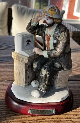 Vintage Clown Figurine Emmett Kelly Jr. Collection By Flambro 1984 Computer Whiz