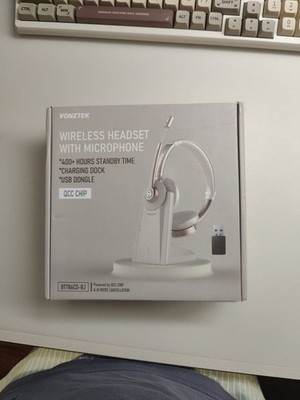 Vonztek Bluetooth Headset with Microphone, QCC Wireless Headphones USB Dongle 