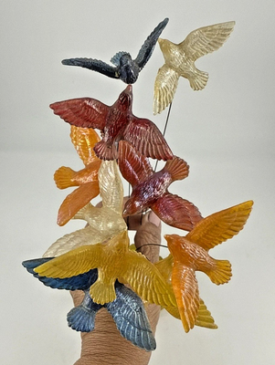 ★W1006★古い彫刻皿　巨大神鳥　ストーンパレット　陽刻　カービング Vintage 1969 New Designs Inc. Lucite Kinetic Wire Bird Sculpture