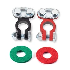  Battery Terminals Color Coded Set Top Post Connectors Clamps with Matching 1