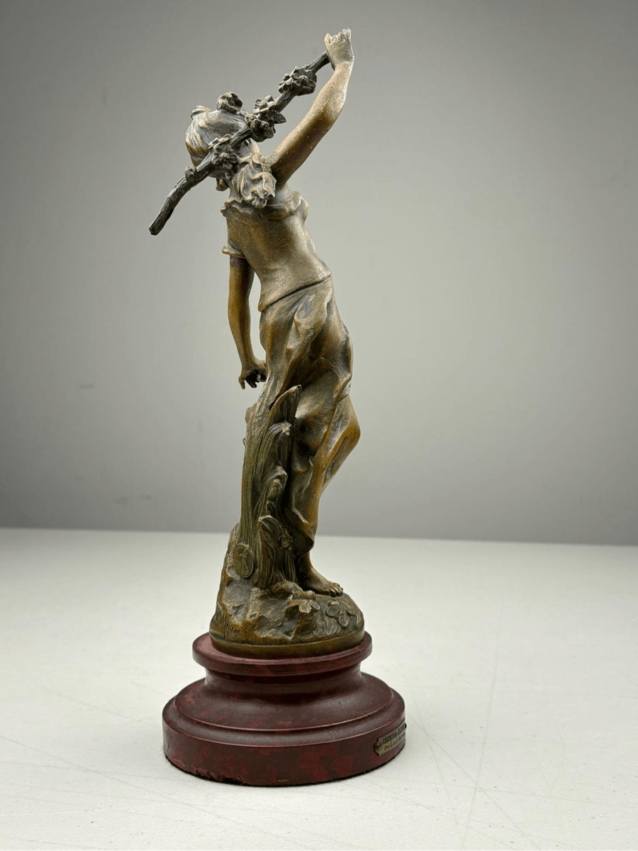 Antique L & F Moreau Chemin des Fleurs Spelter Bronze Woman