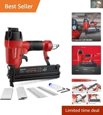 Heavy-Duty 18 GA Pneumatic Nail Gun with Adjustable Depth - 400 Nails Included