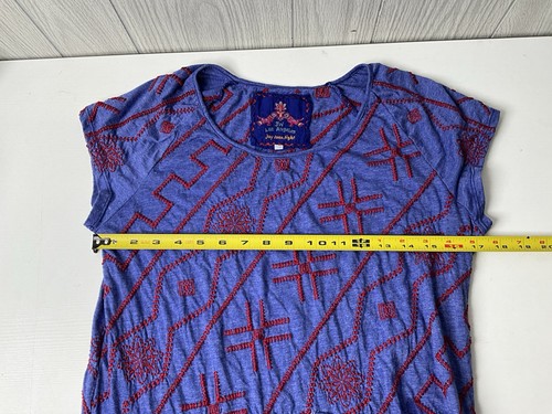 Johnny Was blau & rot bestickt weich High Low Tunika Kleid Größe Medium - Bild 7 von 9