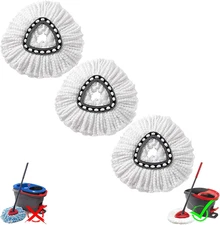 3 Pack Large Microfiber Spin Mop Replacement Heads 360 Degree Easy Wring Deep Cl