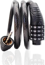 Coiled Bike Cable Lock 32" 4-Digit Resettable Combination Anti-Theft for Bikes