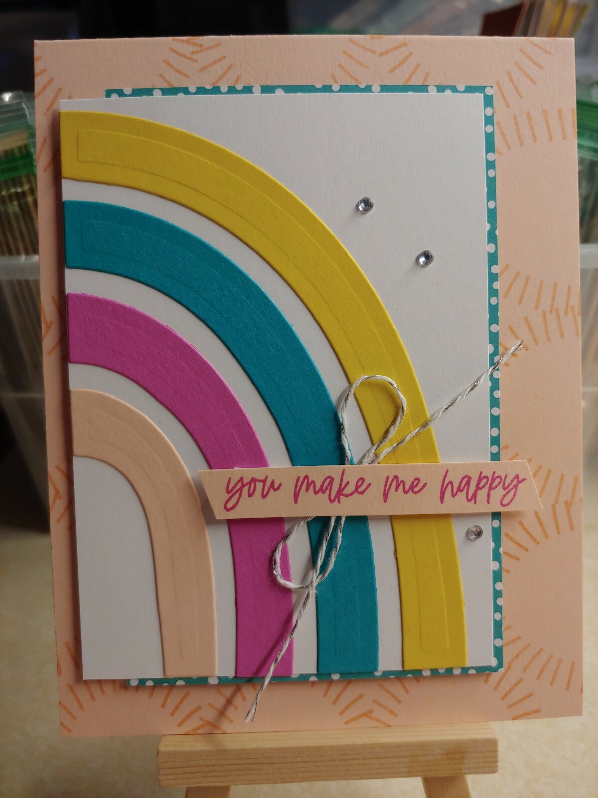 Stampin Up SUNSHINE & RAINBOWS * YOU MAKE ME HAPPY * CARD KIT, Silver Twine  | eBay