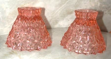 2 VINTAGE Pink Depression Glass Candlestick Holder Holders Pair Jeannette Glass