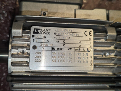 Leroy Somer 3LS71/T Electric Motor NEW MISSING FACEPLATE | eBay