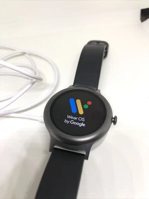 LG Style Watch 42mm Titanium Color Stainless Steel Case with Black Leather Strap