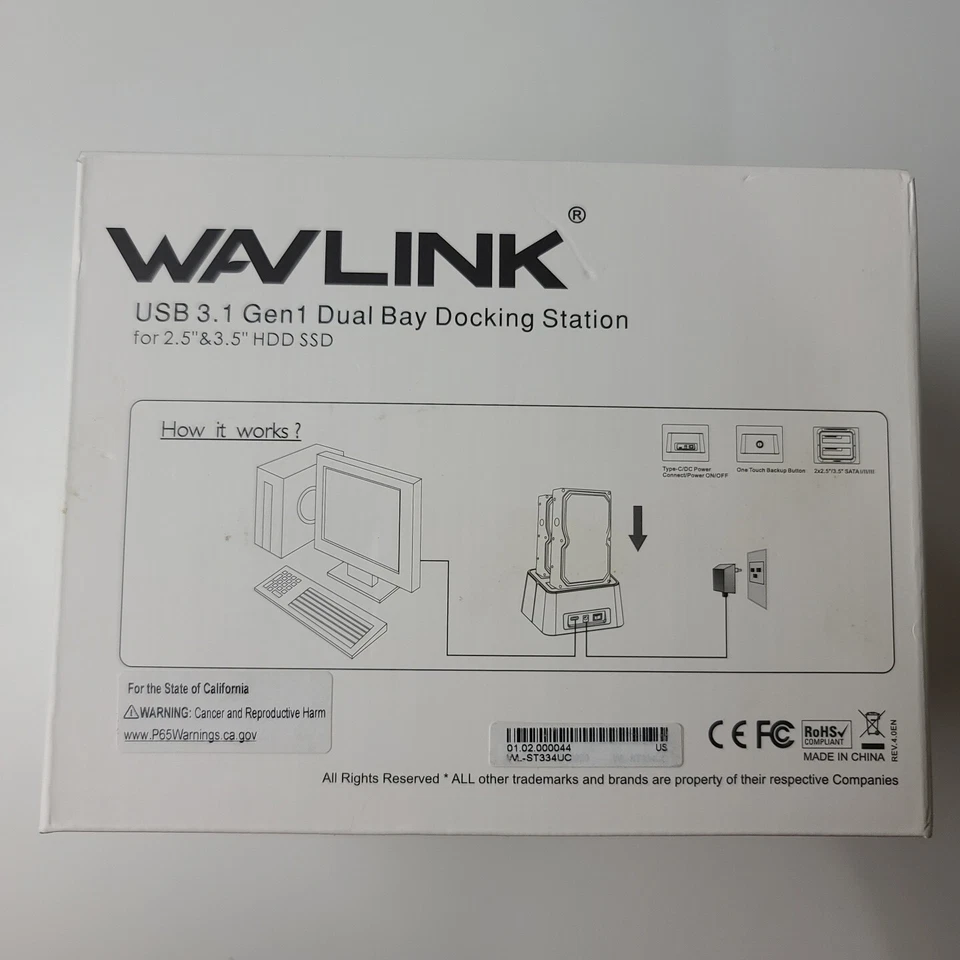 Wavlink Dual Bay External Hard Drive Docking Station USB 3.1 to SATA I/II/III - Image 3 of 4