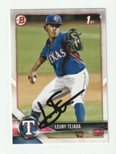 Leury Tejada Signed 2018 Bowman Draft Card Auto Texas Rangers Autograph COA