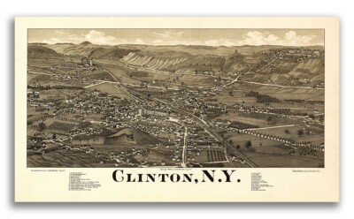 Clinton New York 1885 Historic Panoramic Town Map - 20x36