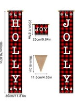 Christmas Buffalo Checkered Banner Holly Jolly Decorations Porch X-Mas