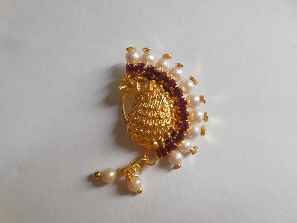 Clear Maharashtrian Right Side Nose Ring Nath - Piercing Jewellery for  Women - Orniza - Orniza - 1572590