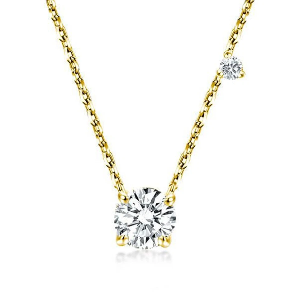 3.25 Ct Natural Moissanite Pendant and Earrings Set in Yellow Gold Plated Silver - Изображение 4 из 4