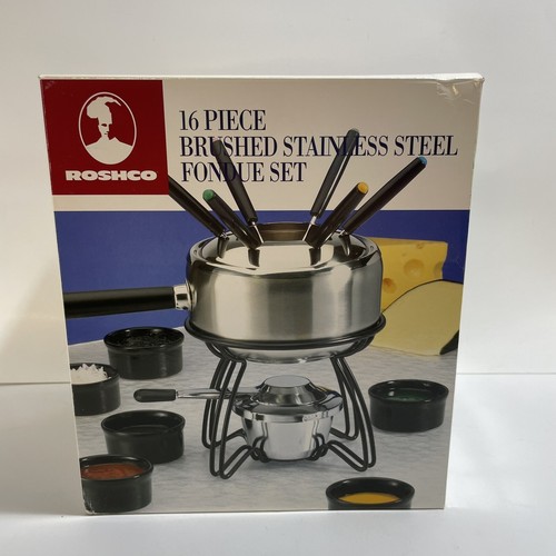 ROSHCO 16 PIECE BRUSHED STAINLESS STEEL FONDUE SET New eBay